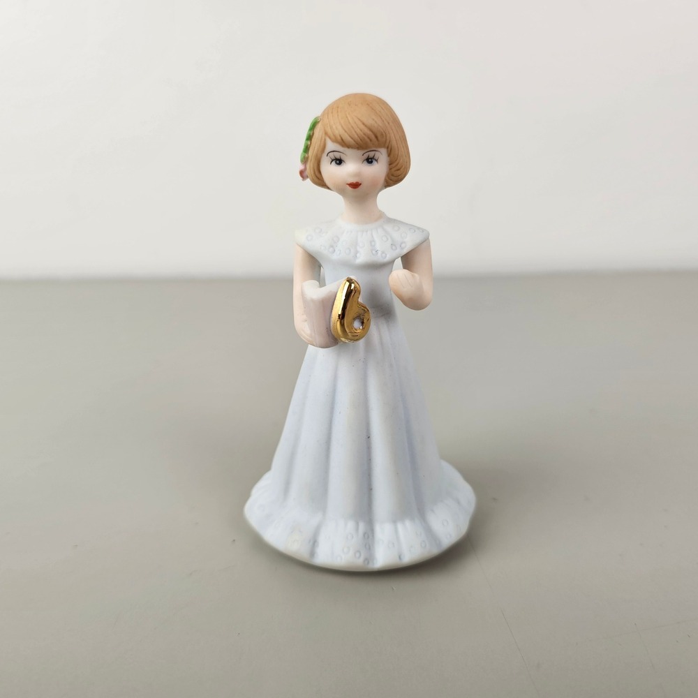 Enesco Growing Up Birthday Girls Brunette Age 6 Porcelain Figurine 1982 4 Inch